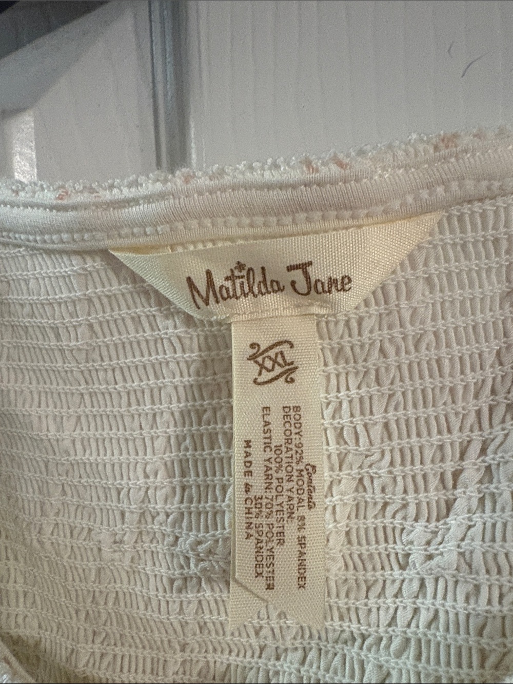 Matilda Jane Cream Tank with Pink Diamond Knit Bodice - Picture 2 of 5